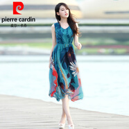 皮爾卡丹（pierre cardin）沙灘裙女夏2025新款海邊度假巴厘島中長(cháng)款雪紡連衣裙波西米亞顯瘦 圖片色 XXL 135-150斤