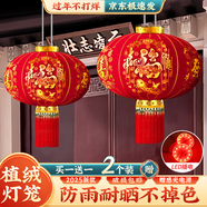 哈駱頓（HALODN）燈籠大門掛的2025新款大紅燈籠植絨室外免接線led燈燈籠新年裝飾 100#led燈【2-3m大門推薦】 65cm 一對(duì)裝，隨心選，升級(jí)流蘇穗珠盤