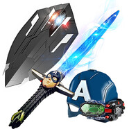 美國隊長(cháng)盾牌發(fā)光變形爪盾牌爪光劍蜘蛛俠面具男孩兒童玩具禮物發(fā)光面具聲光劍聲光套裝 變形爪盾+面具+光劍