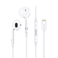紐曼（Newmine）全兼容線(xiàn)控半入耳式有線(xiàn)耳機 手機耳機 音樂(lè )耳機 適用于蘋(píng)果安卓華為T(mén)YPE-C電腦筆記本手機3.5mm 【Lightning接口蘋(píng)果通用】白色