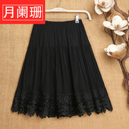 女裝半身裙中裙黑色短裙夏季松緊腰百褶廣場(chǎng)舞蹈裙子 1號色 XL【建議1尺9-2尺1腰圍】