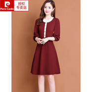 皮爾卡丹（pierre cardin）針織連衣裙女秋冬2025新款小個(gè)子收腰氣質(zhì)名媛洋氣時(shí)尚打底毛衣裙 棗紅 L 建議110到125斤