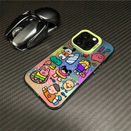 米弗希 春天涂鴉動(dòng)物適用蘋(píng)果15promax手機殼新款iPhone14pro卡通可愛(ài)13高級plus鐳射12彩銀保護套情侶款 墨綠色-彩銀涂鴉動(dòng)物 iPhone X