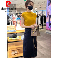 皮爾卡丹（pierre cardin）半高領(lǐng)打底針織衫夏薄款短袖t恤女港風(fēng)2025夏季新款時(shí)尚氣質(zhì)上衣 黃色 S