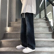 Baldauren12男大童褲子13青少年春秋款闊腿牛仔褲18男孩初高中學(xué)生寬松直筒 810#藍(lán)灰色【松緊腰】 155 S(建議80-90斤）
