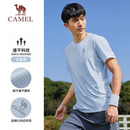 駱駝（CAMEL）運動(dòng)T恤透氣健身衣跑步體恤寬松速干衣短袖上衣夏季 J13BAXN002，迷霧藍，男款 XL