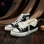 飛躍（Feiyue）官方經(jīng)典加絨保暖棉鞋男鞋女鞋高幫帆布鞋子復(fù)古國(guó)潮休閑運(yùn)動(dòng)鞋潮 493黑色 42