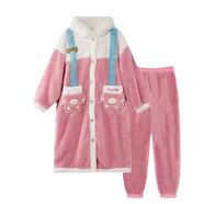 TULX大碼睡衣200斤史迪仔卡通秋冬季珊瑚絨長(cháng)款睡袍情侶網(wǎng)紅風(fēng)睡衣男 瑪麗貓【女款粉色】單睡袍+褲子 2XL 170-200斤【高品質(zhì)絨】