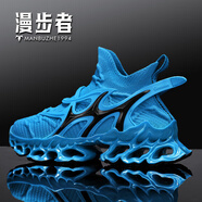 漫步者跑步鞋男女秋季輕便刀鋒鞋青少年減震增高運動(dòng)情侶休閑老爹鞋 蘭色 41