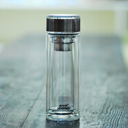 水中神雙層玻璃杯茶水分離便攜商務(wù)茶杯透明過(guò)濾定制水杯子