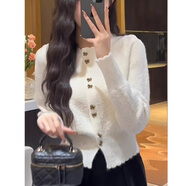 真即小香風(fēng)紅色針織衫開(kāi)衫毛衣外套早秋裝女2025年新款女常規(guī)款秋季上 白色 均碼