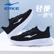 鴻星爾克（ERKE）跑步鞋子女純白網(wǎng)面女鞋學(xué)生厚底夏季透氣2025新款網(wǎng)鞋白色運(yùn)動(dòng)鞋 3285正黑(透氣鞋面) 38