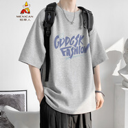 稻草人MEXICAN夏季新品短袖T恤男士圓領(lǐng)大碼潮t體恤衫 淺灰色 DT6838 XL