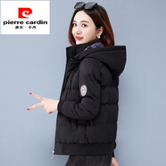 皮爾卡丹（pierre cardin）羽絨棉服女新款冬季短款時尚韓版寬松雙面穿加厚可拆卸帽外套冬女 黑色 2XL 【120-135斤】