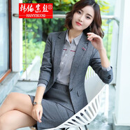 韓依索絲小西裝外套女職業(yè)裝女裝套裝春秋新款修身顯瘦面試正裝西服工作服 灰格單件西裝 M