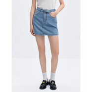 太平鳥(niǎo)女裝牛仔襯衫半裙秋季士萊賽爾長(cháng)袖襯衫牛仔短裙 牛仔藍下身 L