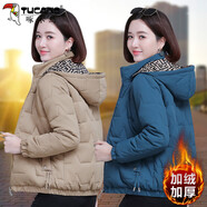 啄木鳥(niǎo)棉服女2023新款冬季女短款冬裝加絨常規棉衣外套女 卡其 加絨款 M