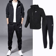 耐克（NIKE）男裝運動(dòng)套裝秋季新款跑步休閑連帽夾克上衣運動(dòng)長(cháng)褲兩件套 經(jīng)典夾克套裝/針織/曬圖返10 XL/180