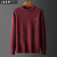 JEEP SPIRIT吉普毛衣男秋冬新款針織衫男士圓領(lǐng)休閑套qh 紅色23款 常規(guī) L -175 適合135-150斤
