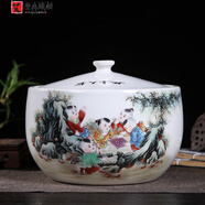 艾登森景德鎮密封陶瓷米缸儲物罐茶葉糯米酒豬油鹽面粉防潮蟲(chóng)五谷雜糧桶 童趣3斤