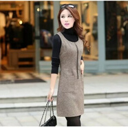 蘭威費雷毛呢連衣裙秋冬春新款女裝無(wú)袖背心馬甲裙百搭氣質(zhì)顯瘦 C-007咖啡千鳥(niǎo)格 XL 建116-125斤穿