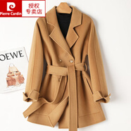 皮爾卡丹（pierre cardin）2025年新款雙面羊絨大衣女小個(gè)子高韓版系腰帶毛呢外套短款 駝色 (100%羊毛) M