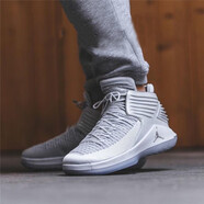 耐克（NIKE）男鞋 AIR JORDAN  AJ32喬32黑紅高幫運動籃球鞋戰(zhàn)靴 AH3348-007 純白 43