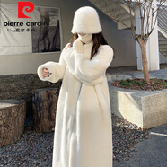 皮爾卡丹（pierre cardin）秋冬加厚長款立領(lǐng)水貂毛貂絨皮毛一體毛毛環(huán)保皮草外套女大衣女裝 奶白色 S (90-115斤)