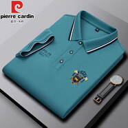 皮爾卡丹（pierre cardin）法國(guó)品牌短袖男夏季冰絲薄款半袖體恤上衣中年商務(wù)翻領(lǐng)潮 淺藍(lán)色 L