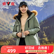 雅鹿羽絨服男加厚2023新款工裝派克大毛領(lǐng)情侶燕麥色冬裝外套YZX 軍綠【女款｜貉子毛領(lǐng)】 175/L（建議130-150斤）