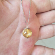 黃水晶鈦晶吊墜金發(fā)晶圓球女銀鎖骨項鏈轉運珠飾品 鈦晶吊墜40cm十字鏈