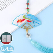 東方美繡新款中國風迷你書簽古風平安符掛件創(chuàng)意手工新手刺繡diy材料包 瑤池錦鯉【棉線材料包】