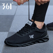 361°男鞋運動(dòng)鞋男跑步鞋夏季361度男鞋休閑透氣慢跑鞋網(wǎng)面旅游鞋子 烏黑色/10U中灰-2266 43