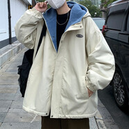 趣米樂(lè )仿羊羔絨毛加厚外套男秋冬季寬松韓版潮流休閑百搭搖粒絨夾克棉服 杏色 2XL