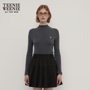 Teenie Weenie小熊針織毛衣女秋冬休閑半高領(lǐng)舒適修身針織衫打底衫 煤灰色 M