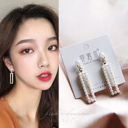 耳環(huán)耳飾女網(wǎng)紅百搭學(xué)生流蘇款啞金耳釘復古ins88 12-方塊鏤空珍珠925耳環(huán)