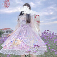 閃動(dòng)少女（SHANDONGSHAONV）洛麗塔甜美蓬蓬裙2020新款夏季日系少女感印花公主裙吊帶連衣裙女 薰衣草單件 均碼