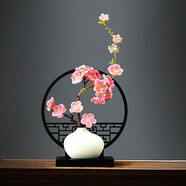 帕美居 新中式書(shū)房裝飾品創(chuàng  )意擺件禪意書(shū)柜書(shū)架現代酒柜擺設家居客廳電 半云框+A款梅花