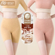 莫代爾五分德絨發(fā)熱保暖打底褲羊毛蠶絲女秋冬中褲加絨靴褲秋褲無(wú)痕短褲 三分褲-膚色+粉色 2條 3XL (適合140-160斤)