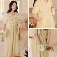 米度麗孕婦連衣裙夏款孕婦裝夏裝時(shí)尚大碼孕婦裙子夏天長(cháng)裙夏季薄款潮媽 芥黃色【涼滑天絲棉】 XL（建議130-160斤左右）