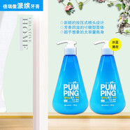 竹鹽韓國(guó)LG竹鹽倍瑞傲按壓式牙膏285g直立式液體亮白牙齒清新口氣牙菌 冰藍(lán)薄荷285g×2