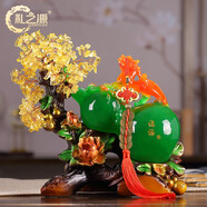 禮之源 招財(cái)葫蘆貔貅工藝品擺件家居客廳玄關(guān)酒柜裝飾店鋪開(kāi)業(yè)禮品擺設(shè) 大號(hào)綠色水晶石招財(cái)福祿