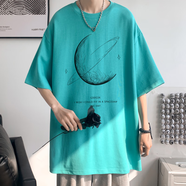 Jazky夏季新款設(shè)計(jì)感短袖t恤男純棉寬松oversize大碼港風(fēng)半袖上衣 淺綠色 S(建議80-100斤)