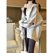 冠軍涂鴉2025開(kāi)衫運動(dòng)衛衣外套男女2025春秋季新款休閑情侶裝小眾棒球服 灰色連帽雙臂印花開(kāi)衫衛衣 華棉 3XL  180-205