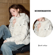 庫恩瑪維（KUHNMARVIN）純色簡約連帽羽絨服女2024年冬季新款設(shè)計(jì)感90白鴨絨外套K36701 米色 S