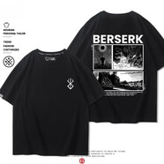 歐若梵劍風(fēng)傳奇Berserk烙印戰(zhàn)士動(dòng)漫周邊T恤三浦健太郎男短袖上衣服 墨黑15 XXL 180-200斤