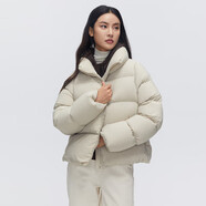 Basic House/百家好小個(gè)子短款羽絨服女冬季時(shí)尚加厚面包服外套 米色 S