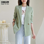 莎妮朵羅大碼女裝春裝西服女新款胖mm顯瘦款韓版休閑遮肚子小西裝16702 綠色 2XL建議115-135斤穿著(zhù)
