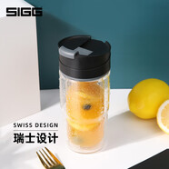SIGG瑞士希格sigg雙層玻璃杯咖啡杯水杯子男女士隔熱防燙便攜隨手杯 黑色370ml