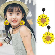 兒童耳環(huán)女可愛(ài)網(wǎng)紅小學(xué)生古代耳夾無(wú)耳洞女孩耳釘女童假耳墜圓臉 桔色太陽(yáng)花無(wú)耳洞